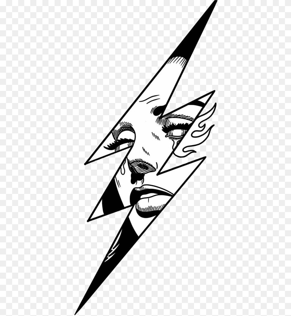 Lightning Bolt Cry Sad Depression Comic Freetoedit Grafis Tato, Blade, Dagger, Knife, Weapon Png Image