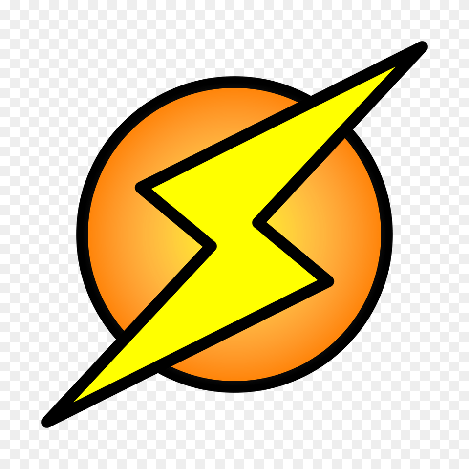 Lightning Bolt On Circle, Star Symbol, Symbol, Astronomy, Moon Png Image