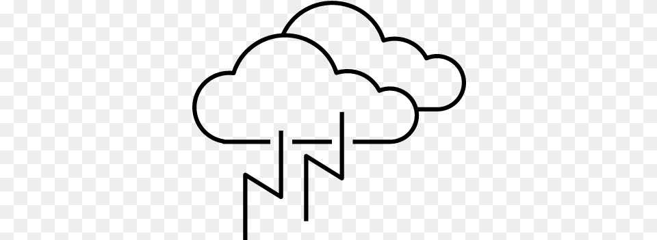 Lightning Clouds Vector Snowing Line Drawing, Gray Free Png