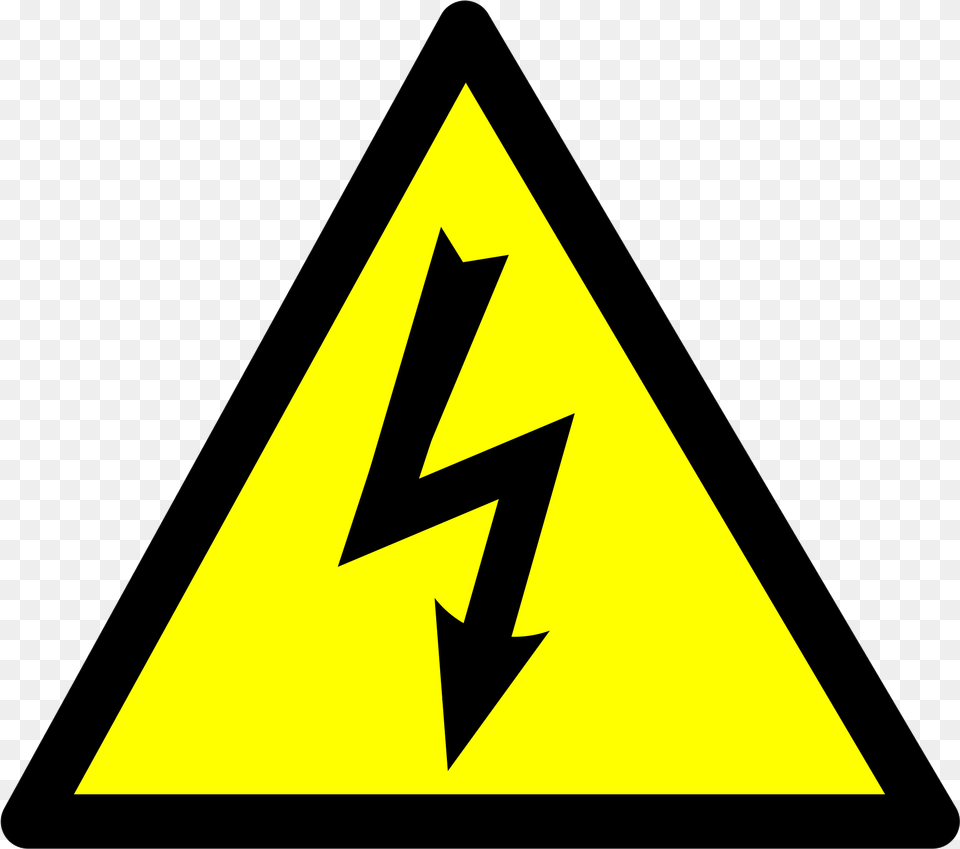 Lightning Electric Sign Transparent Clipart Ya Electric Clip Art, Triangle, Symbol, Road Sign Free Png Download