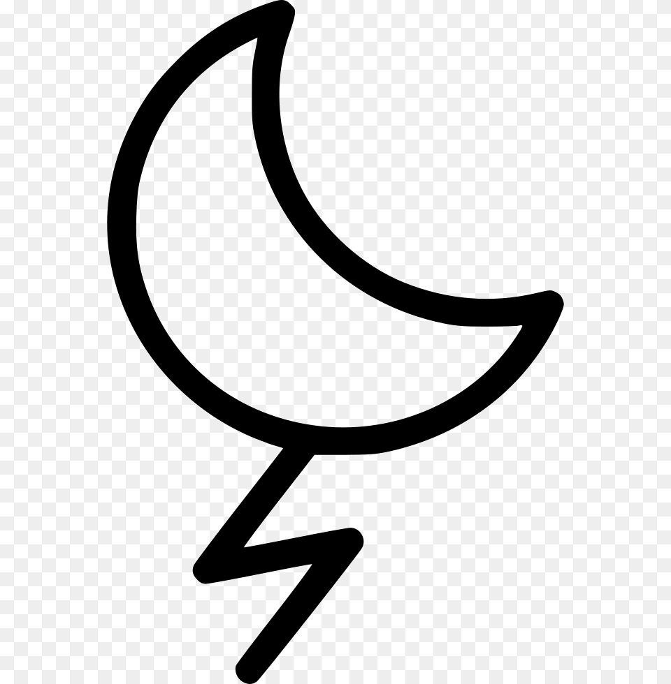 Lightning Night Moon Thunder Weather Storm Icon, Stencil, Smoke Pipe, Nature, Outdoors Free Png