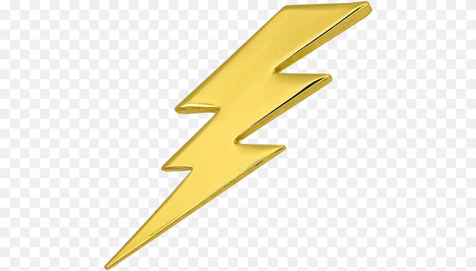 Lightning Pin 3d Gold 3d Lightning Symbol, Logo, Weapon, Blade, Dagger Free Transparent Png