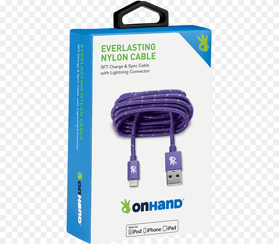 Lightning Purple Everlasting Nylon Cabledata Zoom Lightning, Adapter, Electronics, Cable, Hardware Png