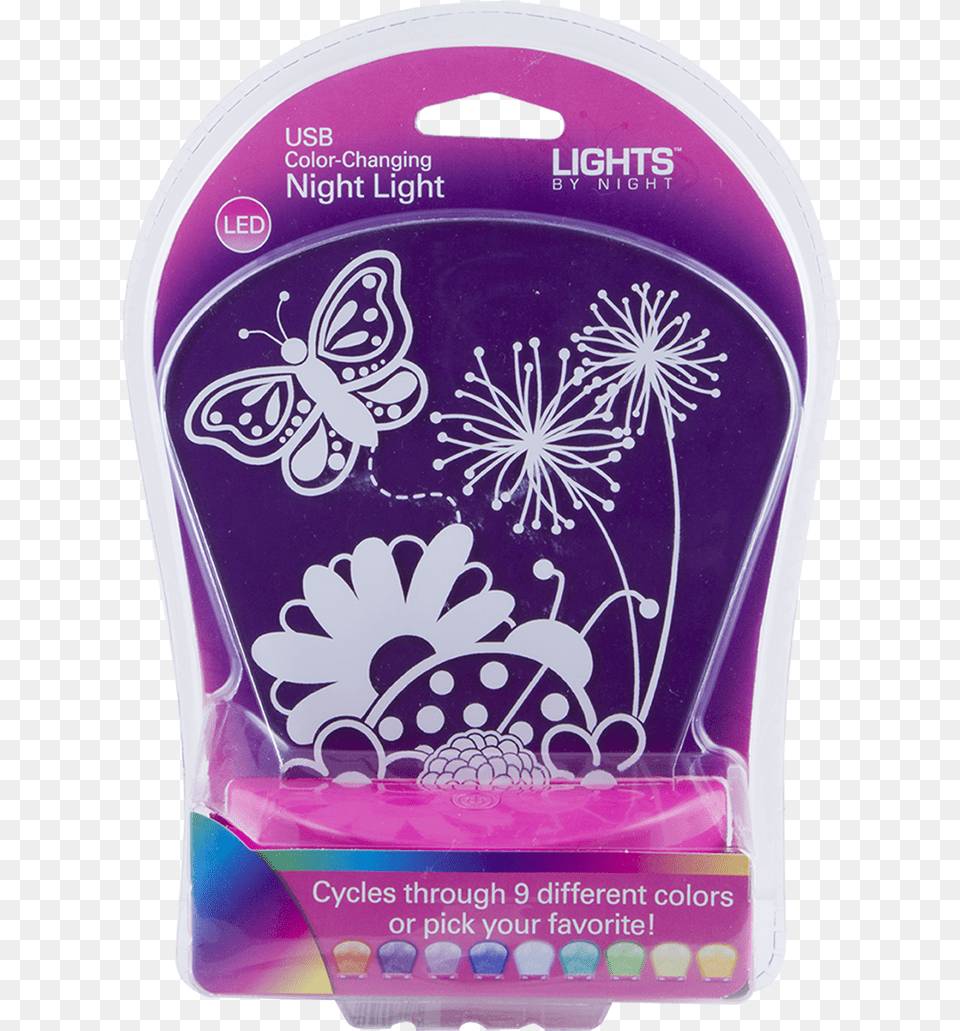 Lights By Night Color Changing Nightlight Butterfly Night, Flower, Plant, Purple, Person Free Png Download