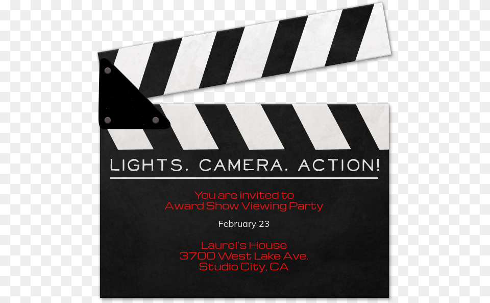 Lights Camera Action Invitation, Fence, Road, Tarmac, Clapperboard Free Png Download