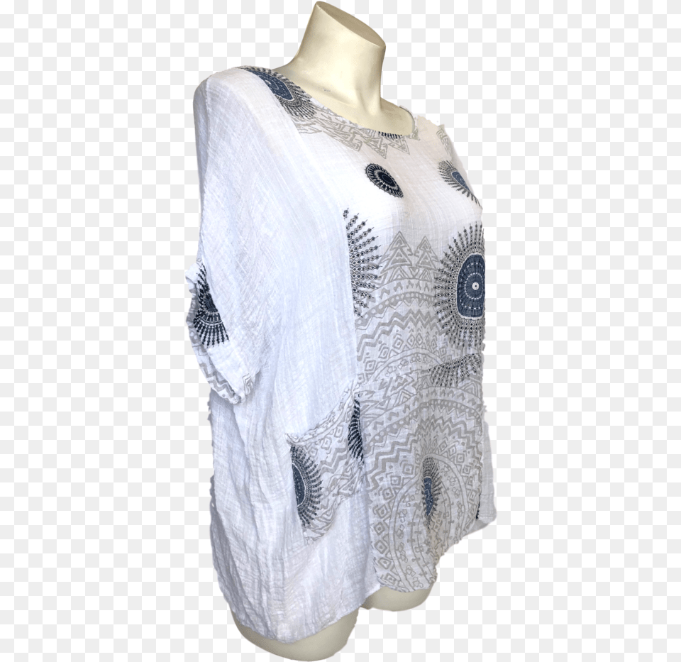 Lightweight White And Denim Blue Cotton Gauze With Cardigan, Blouse, Clothing Png Image