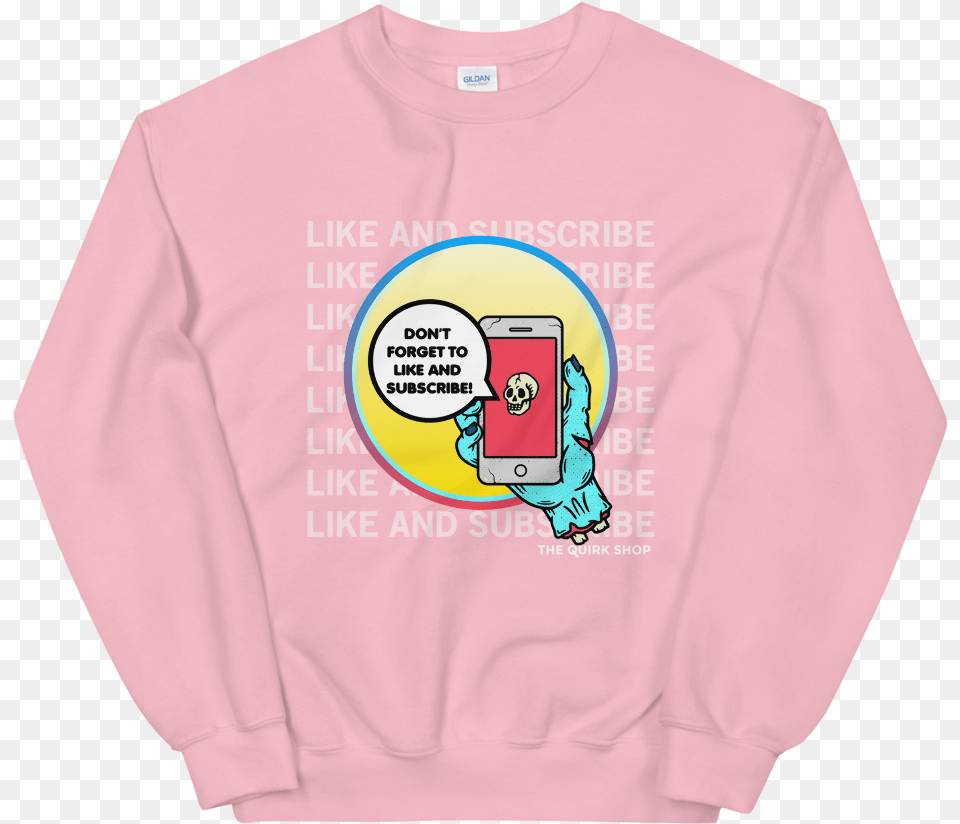 Like And Subscribe Crewneck Sweater, Clothing, Sweatshirt, Knitwear, Long Sleeve Free Transparent Png