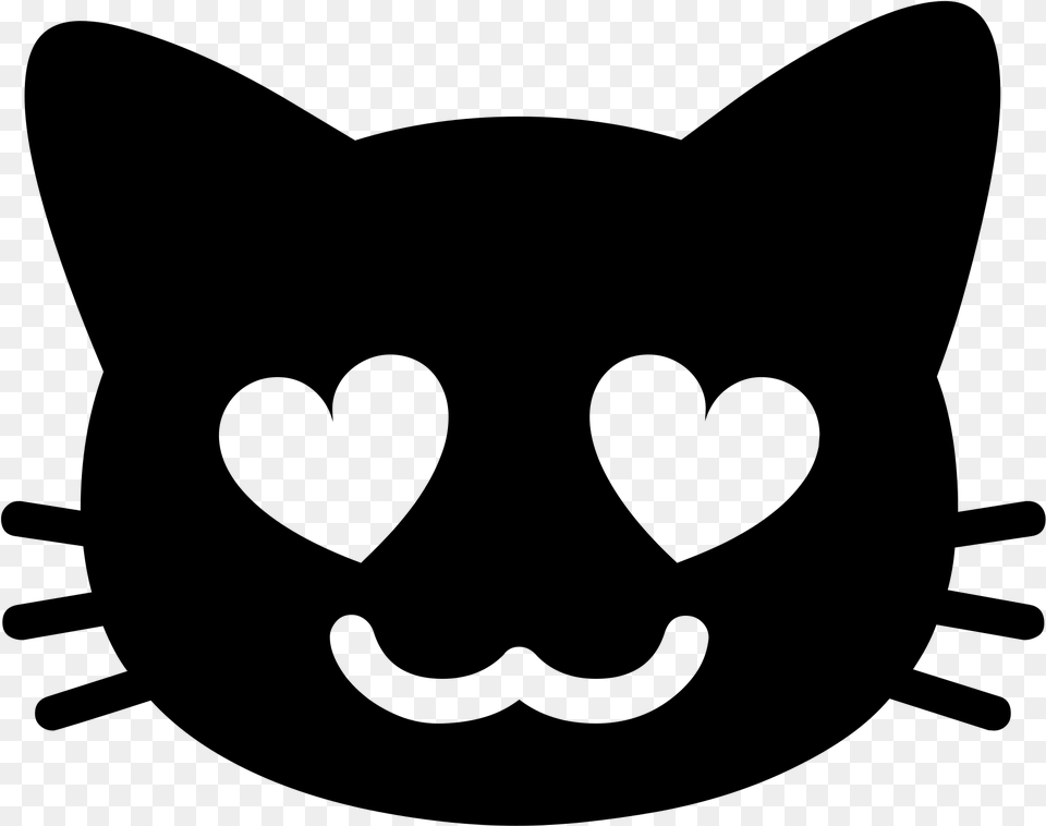 Like Popular Emojitweets Black Heart Eyes Cat Emoji Android, Gray Free Png