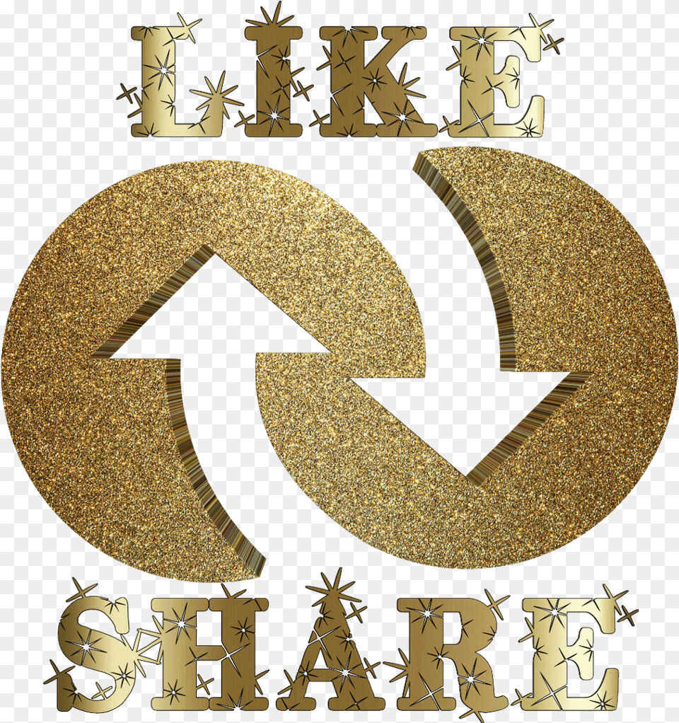 Like Share Youtube Gold Golden Ouro Dourado Poster, Symbol, Text, Number, Alphabet Free Png