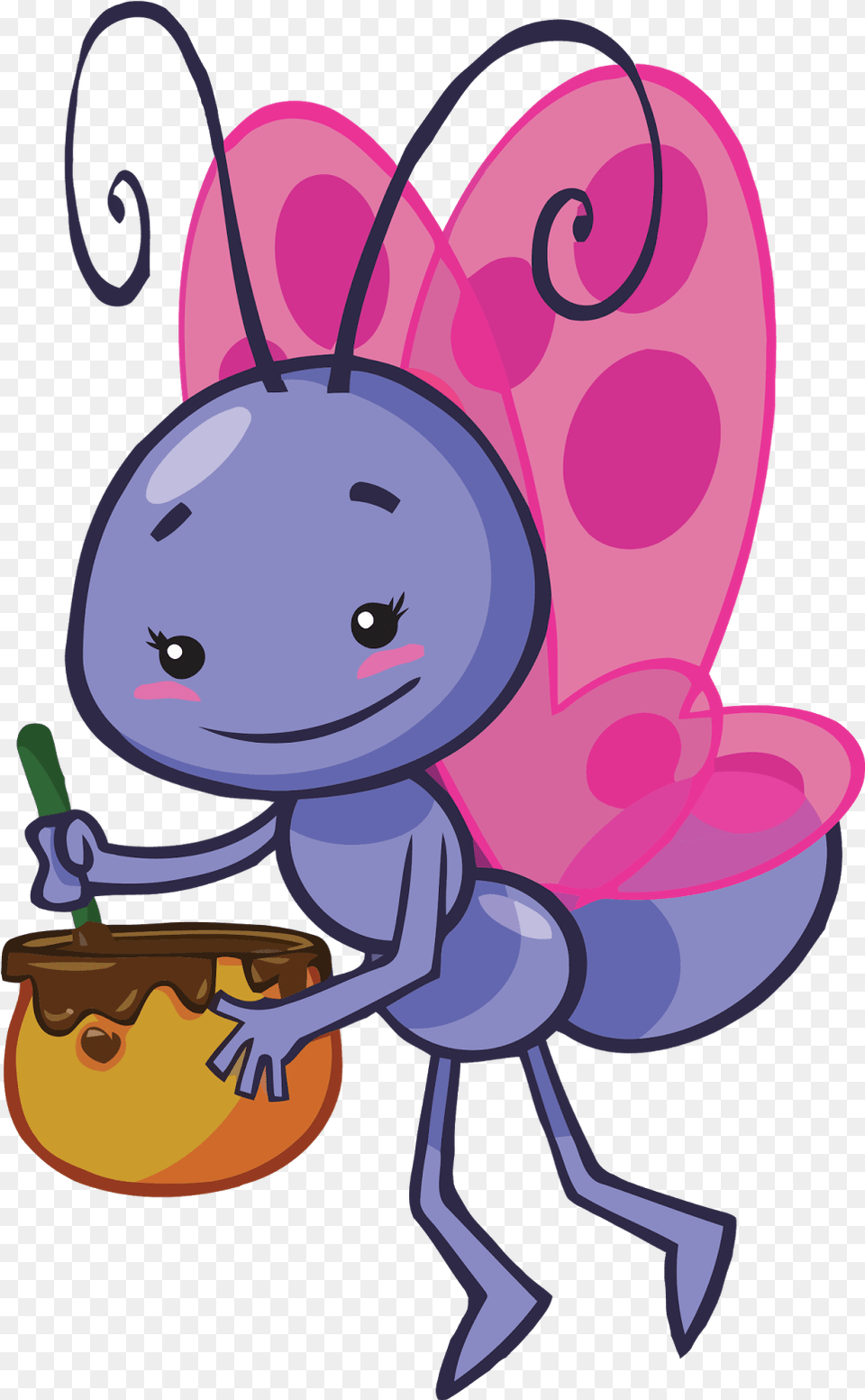 Lil Butterfly Holding A Pot Mariposita Gallina Pintadita Vector, Purple, Baby, Cartoon, Person Png