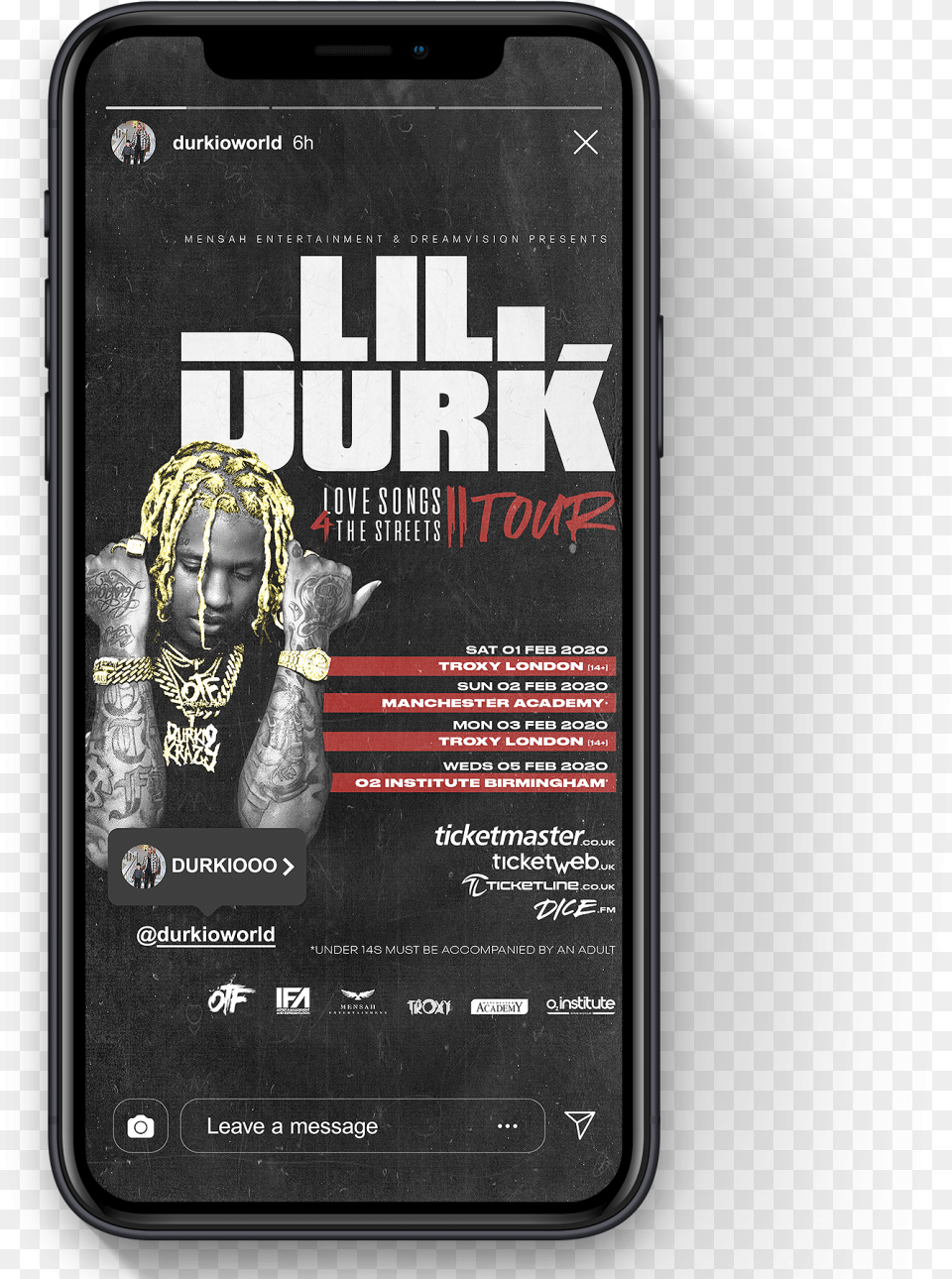 Lil Durk Uk Tour 2020, Electronics, Mobile Phone, Phone, Person Free Png