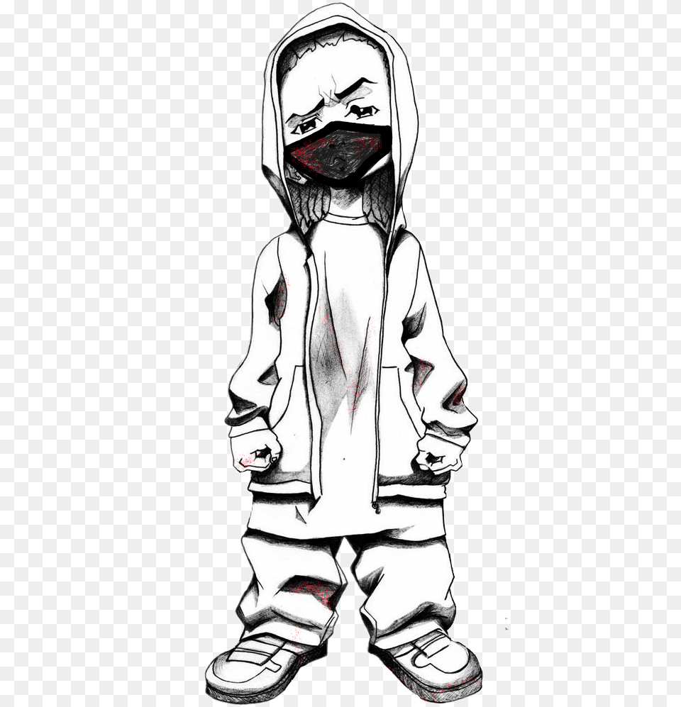 Lil Gangster Boi Gangster Cartoon Drawings, Sweatshirt, Clothing, Sweater, Knitwear Png