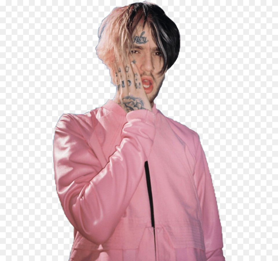 Lil Peep Blonde And Black Hair Lil Peep In Pink, Adult, Skin, Portrait, Photography Free Png