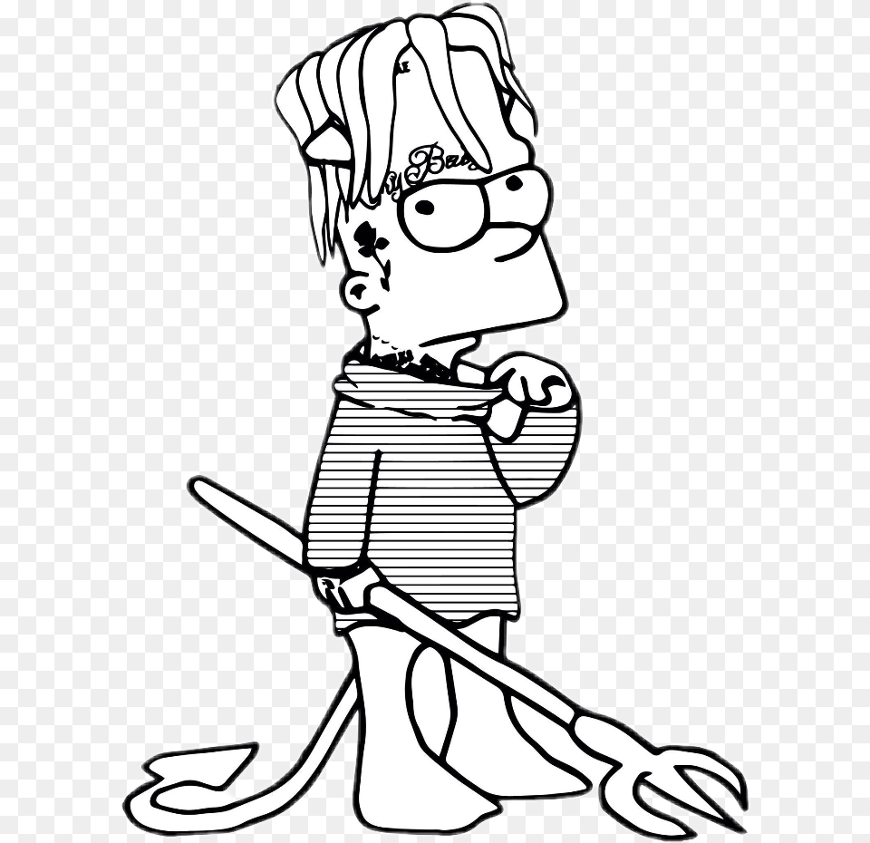 Lil Peep Hellboy Bart Simpson Art Hell Boy Lil Peep, Cutlery, Baby, Person, Cleaning Free Png