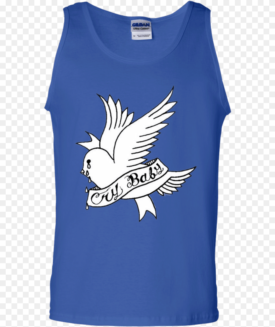 Lil Peep Tank Top Cry Baby Dove White Shirt, Clothing, T-shirt, Tank Top, Animal Png Image