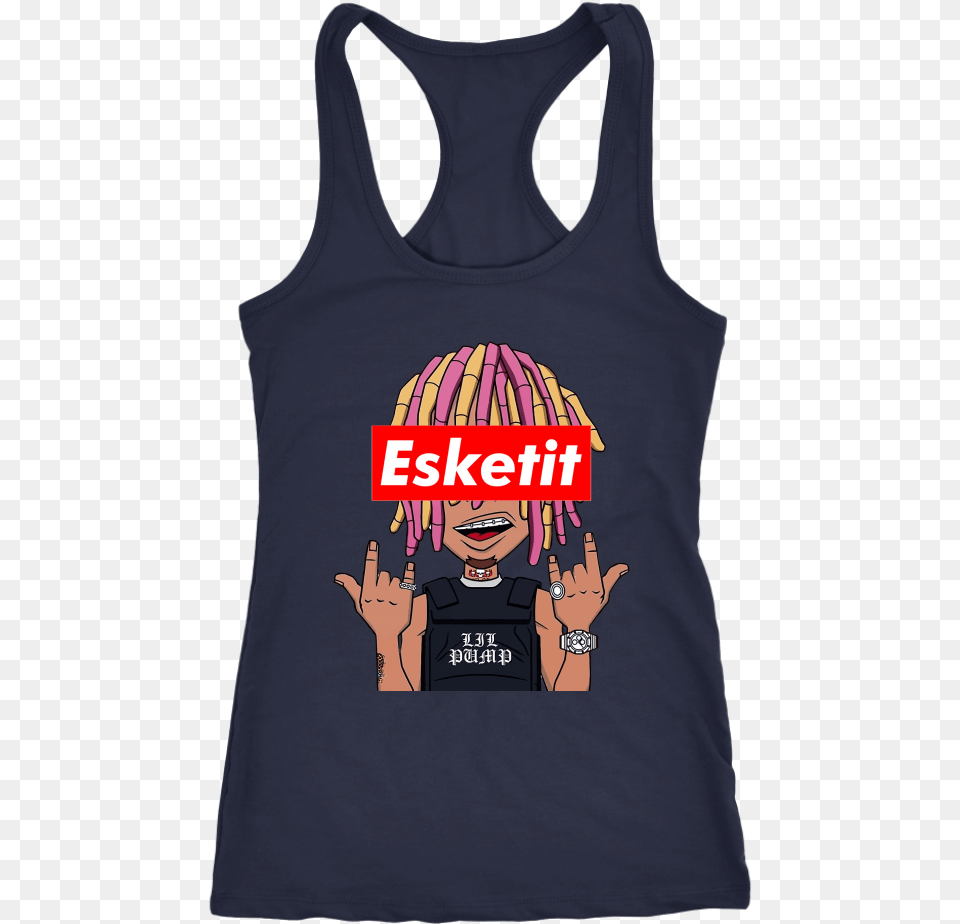 Lil Pump Cartoon Esskeetit T Shirt Lil Pump Sticker Women39s T Shirt, Clothing, Tank Top, Person, Face Free Png Download