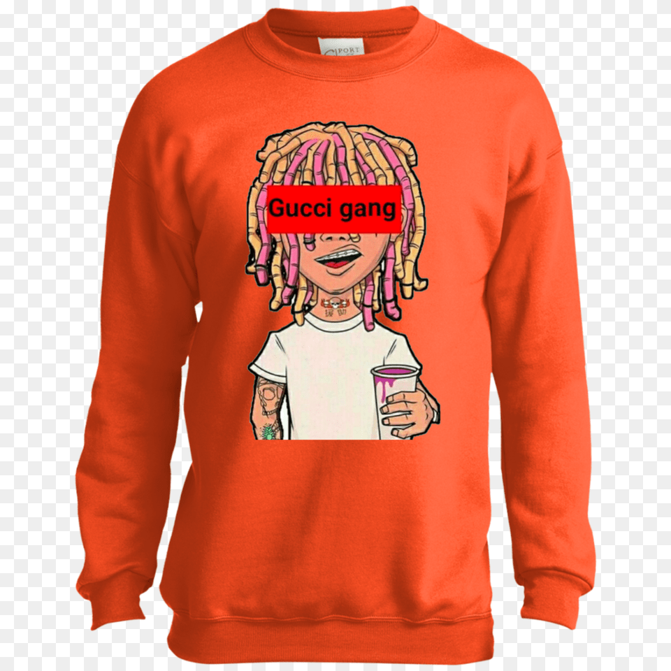 Lil Pump Gucci Gang Youth Sweatshirt Tepi Store, Clothing, Sweater, Sleeve, Long Sleeve Free Transparent Png