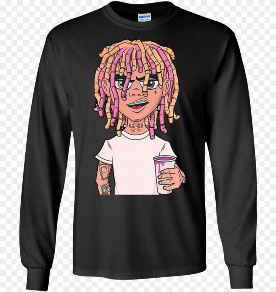 Lil Pump Ls Shirthoodiesweatshirt Ls T Shirt Black T Shirt, T-shirt, Clothing, Sleeve, Long Sleeve Png Image