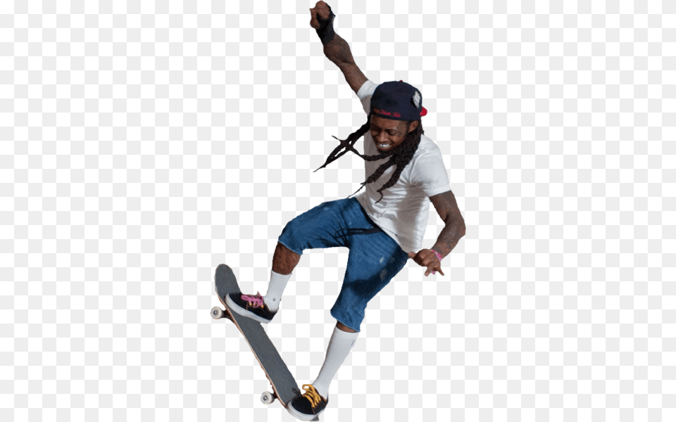 Lil Wayne Skateboarding, Adult, Male, Man, Person Free Transparent Png