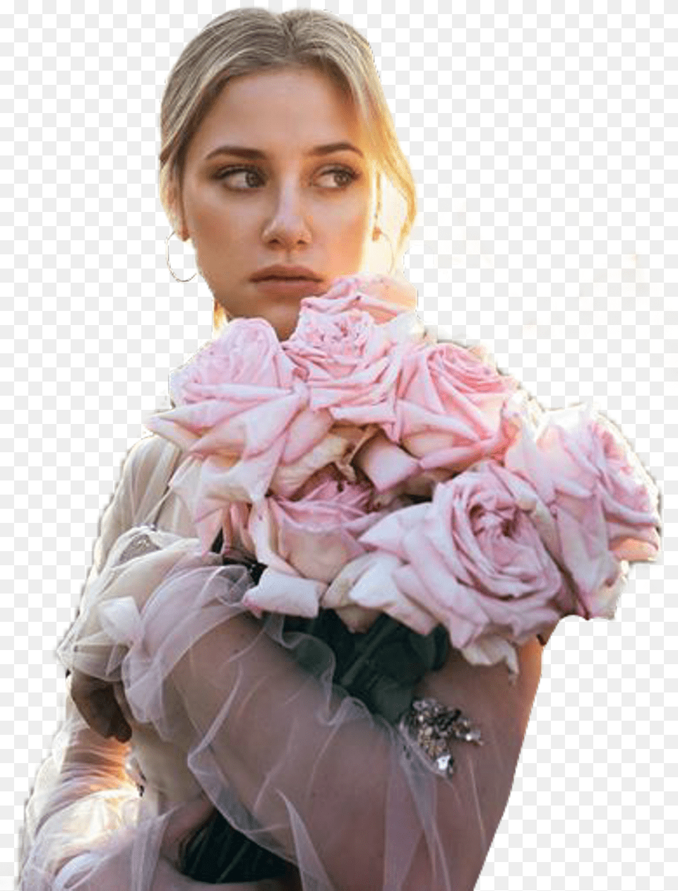 Lili Lilireinhart Beronica Bughead Riverdale Bety Lili Reinhart With Roses, Person, Plant, Portrait, Head Free Png Download