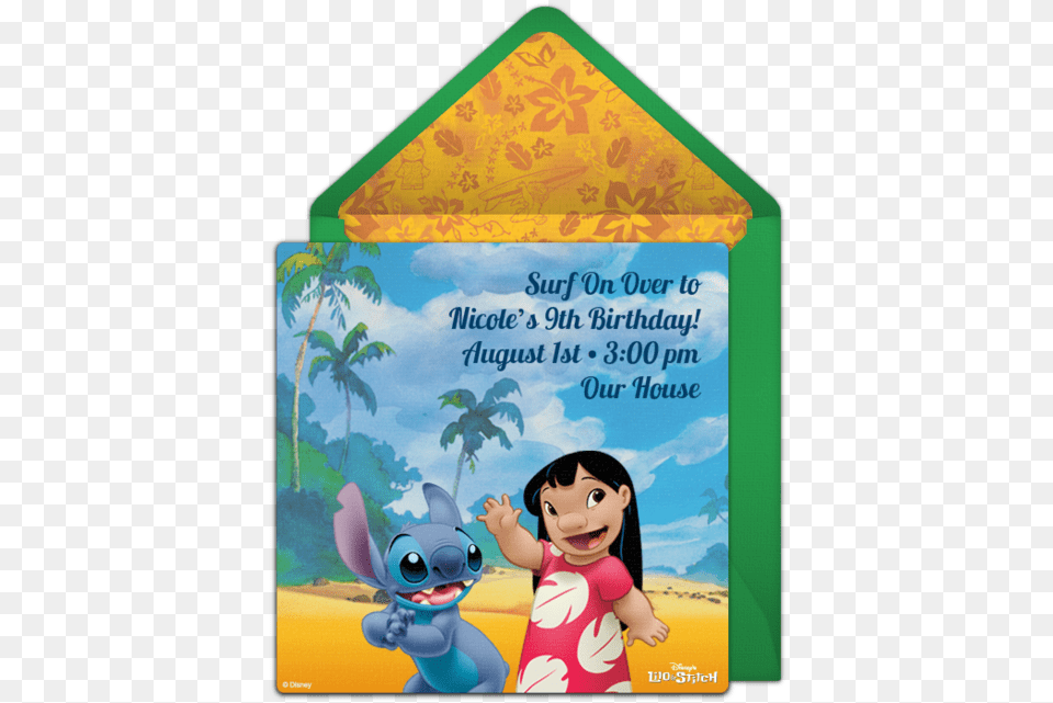 Lilo And Stitch Birthday Invitations, Baby, Person, Advertisement, Poster Free Png