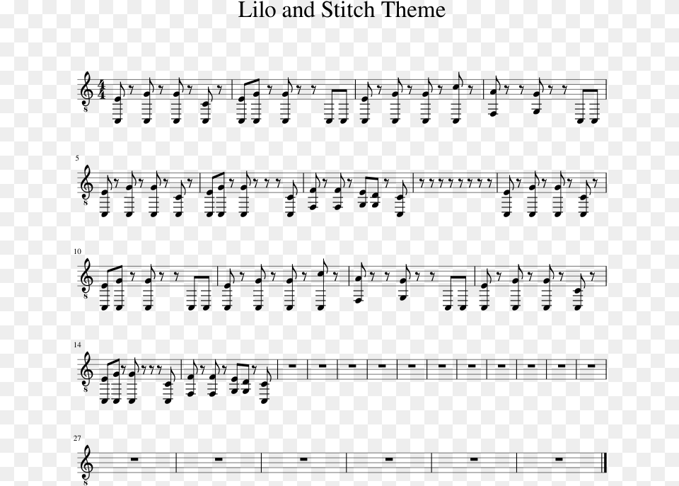 Lilo And Stitch Theme Sheet Music 1 Of 1 Pages Lilo And Stitch Theme Sheet Music, Gray Free Png Download
