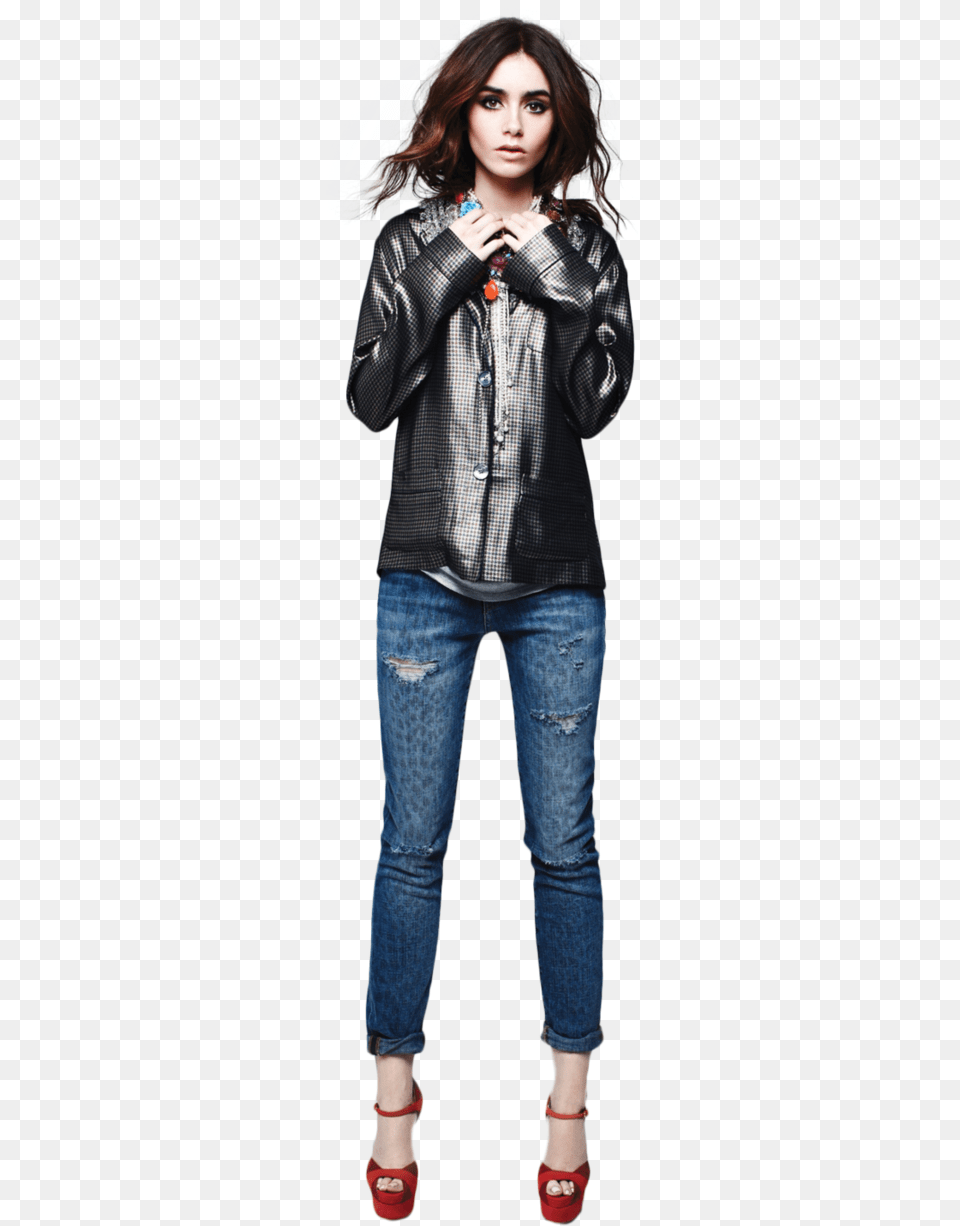 Lily Collins Actress And Clary Fray Lily Collins Transparent, Clothing, Sleeve, Pants, Long Sleeve Png Image