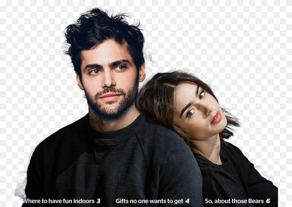 Lily Collins And Matthew Daddario, Beard, Face, Portrait, Head Free Png Download