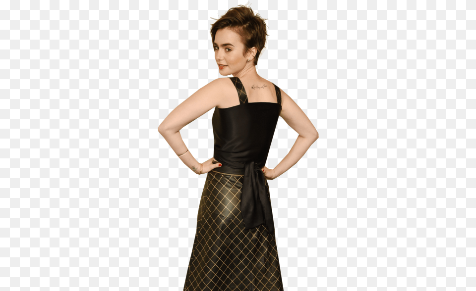 Lily Collins Do I Look Like With Short Hair, Adult, Person, Formal Wear, Female Free Transparent Png