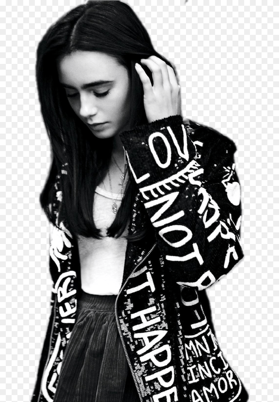 Lily Lily Collins Sad, Adult, Portrait, Photography, Person Free Png Download