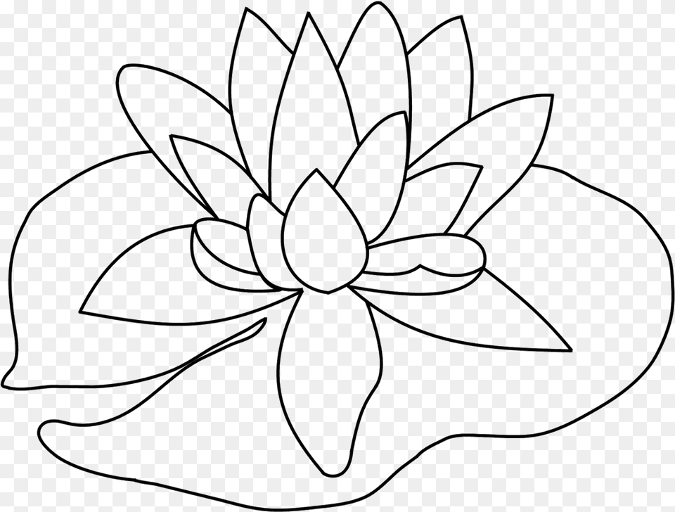 Lily Pad Flower Black And White Lily Pad Drawing Easy, Stencil, Plant, Art Png Image