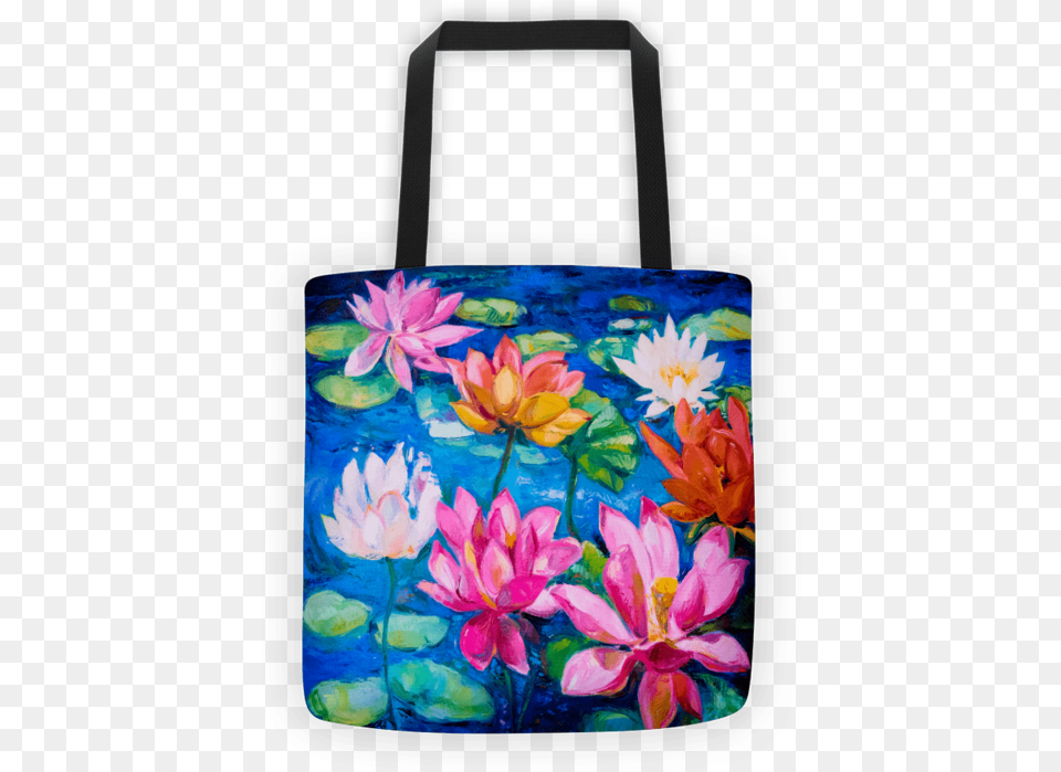 Lily Pad Tote Bag Modern Impressionism Flower Painting, Accessories, Handbag, Purse, Tote Bag Free Png