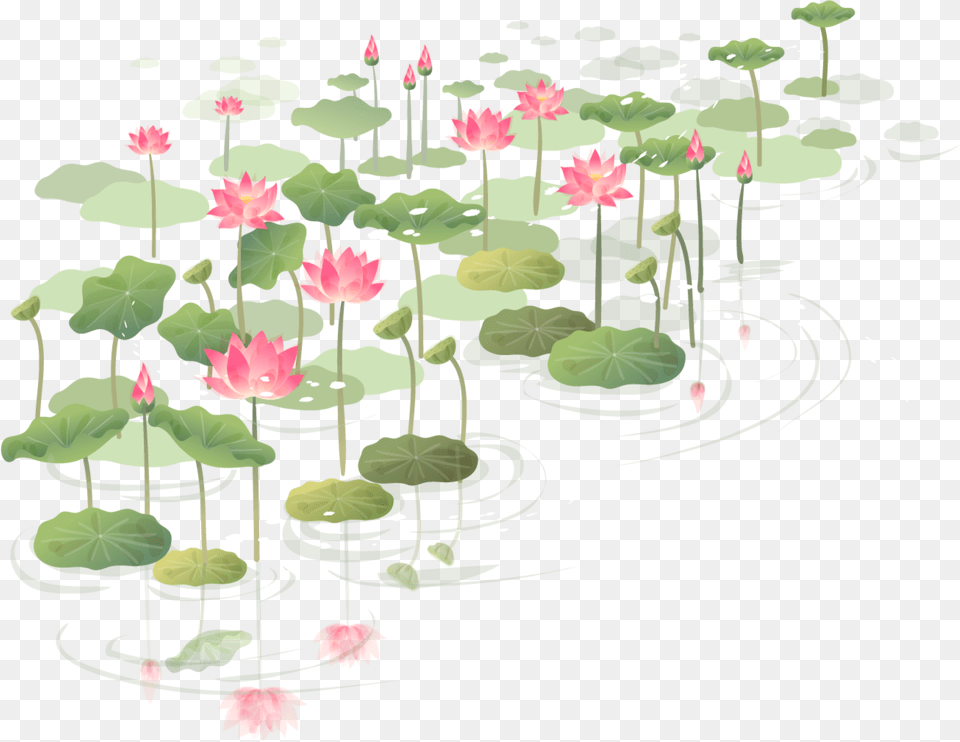 Lilypad Watercolour Painting Lotus Pond, Flower, Plant, Lily, Nature Png Image
