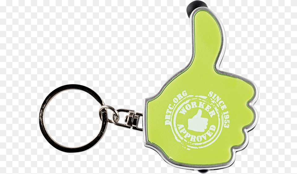Lime Colored Thumbs Up Keyring With The Words Drtc Thumb Signal, Smoke Pipe, Logo Free Png