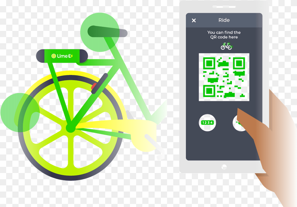 Lime Electric Assist Bike Rentals Electric Bike Sharing Rent, Qr Code, Computer Hardware, Electronics, Hardware Free Png