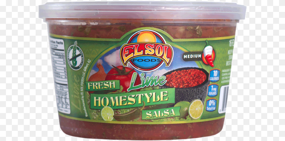 Lime Medium Salsa 16oz El Sol Foods, Food, Relish, Citrus Fruit, Fruit Png Image