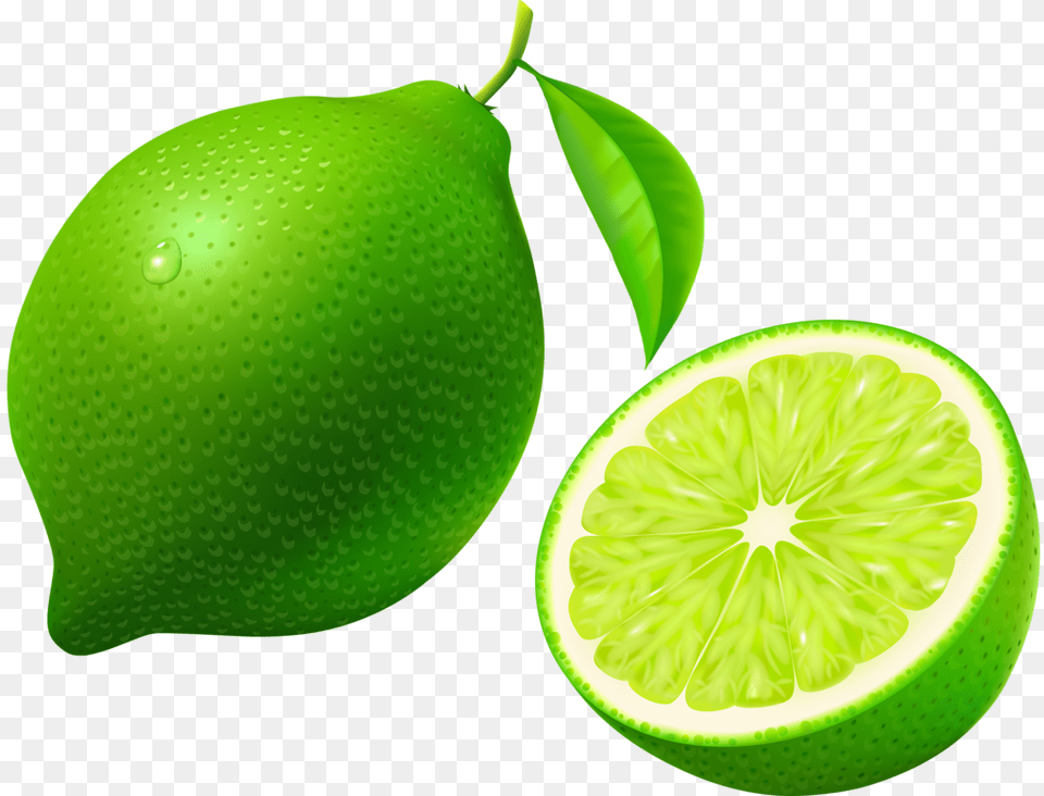 Lime With Half And Flower On White Background, Citrus Fruit, Food, Fruit, Plant Png Image