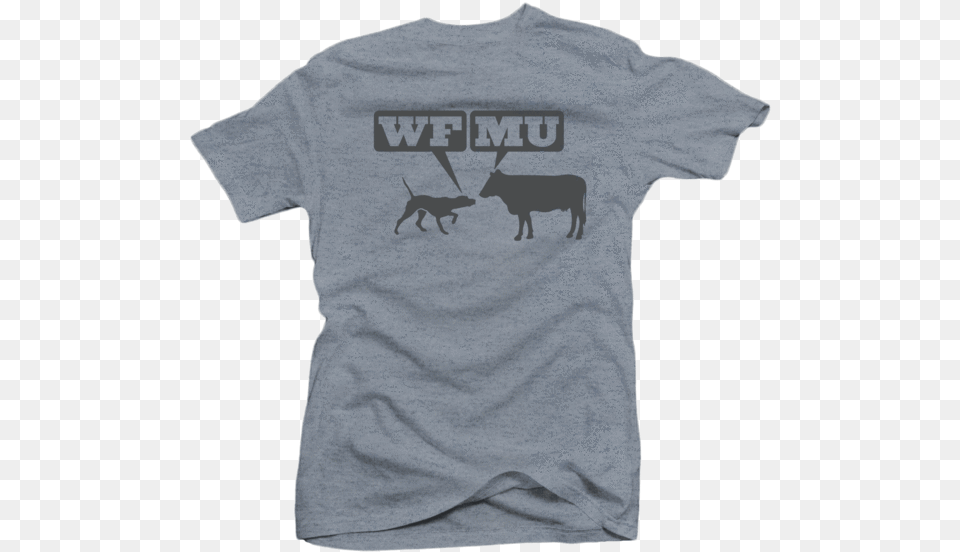 Limited Edition Grey Woof Moo Logo On Steel Blue Heather X Ray Burns T Shirt, T-shirt, Clothing, Mammal, Livestock Free Png