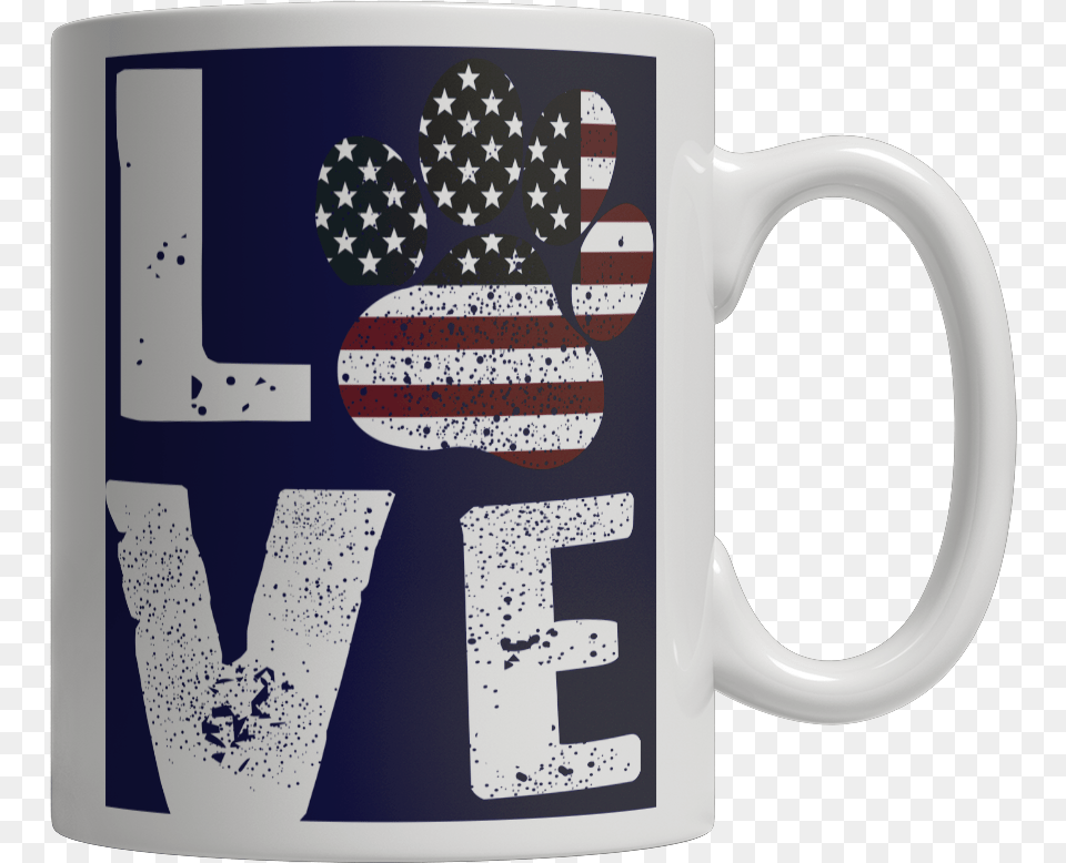 Limited Edition Love My Cat Dog With Paw Flag White Mug Serveware, Cup, Beverage, Coffee, Coffee Cup Png