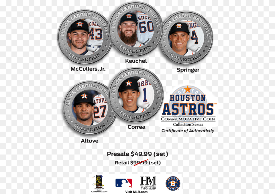 Limited Edition Mlb Licensed Astros Collector Coins Houston Astros, Hat, Baseball Cap, Person, Cap Png Image