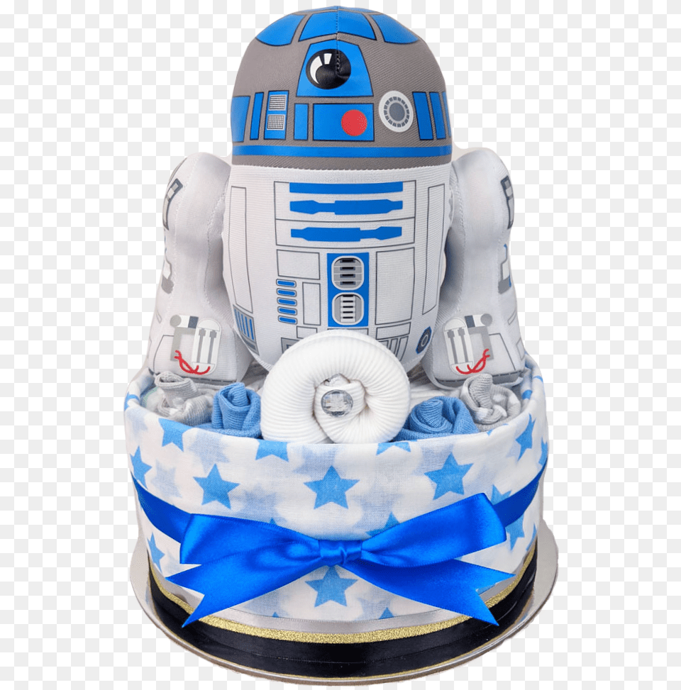 Limited Edition One Tier R2d2 Star Wars Nappy Cake Transparent, Food, Birthday Cake, Cream, Dessert Png Image
