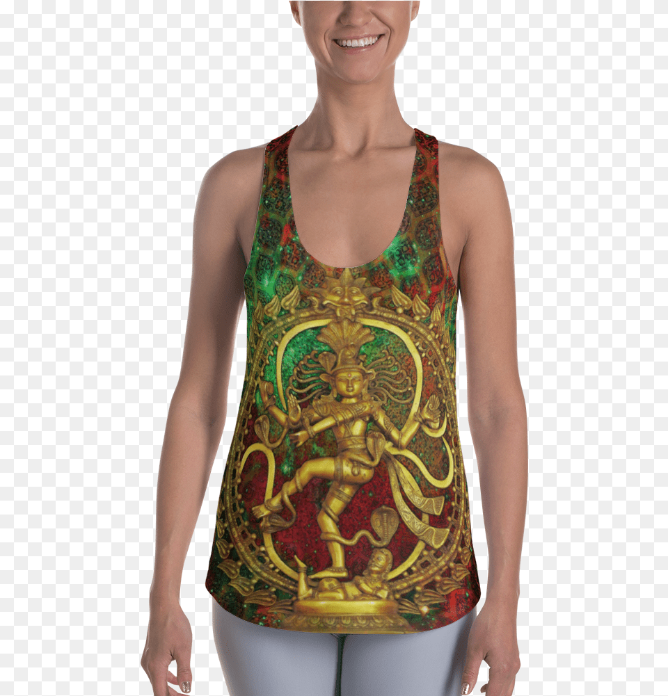 Limited Edition Sublimation Tank Top Dancing Shiva Pendant Nataraja Necklace Statue Of, Adult, Blouse, Clothing, Female Png Image
