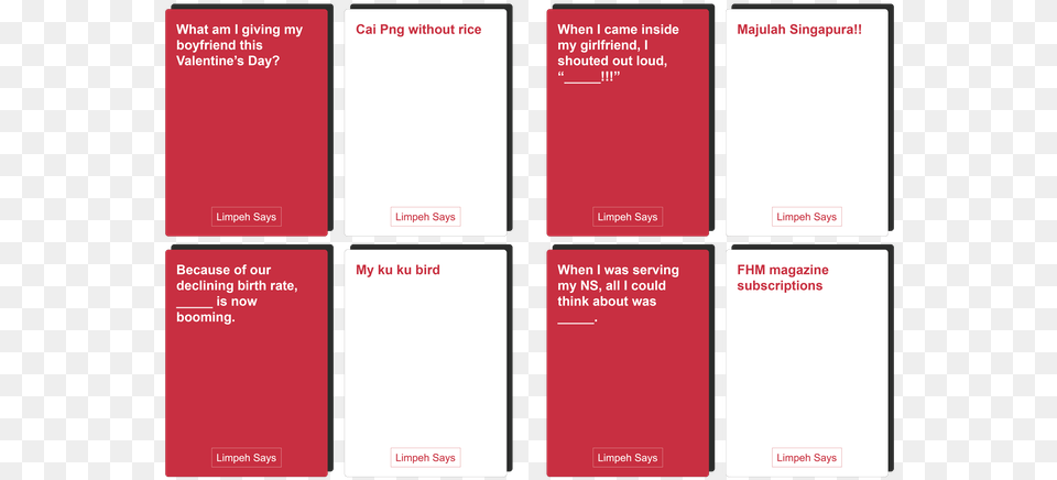Limpeh Says Cards Against Humanity Card Against Humanity Valentines, Text, Paper Free Png Download