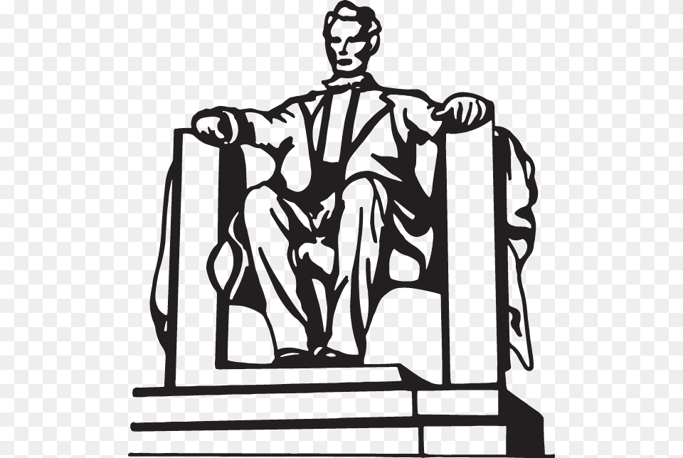 Lincoln Memorial Black And White Clipart, Adult, Male, Man, Person Free Transparent Png