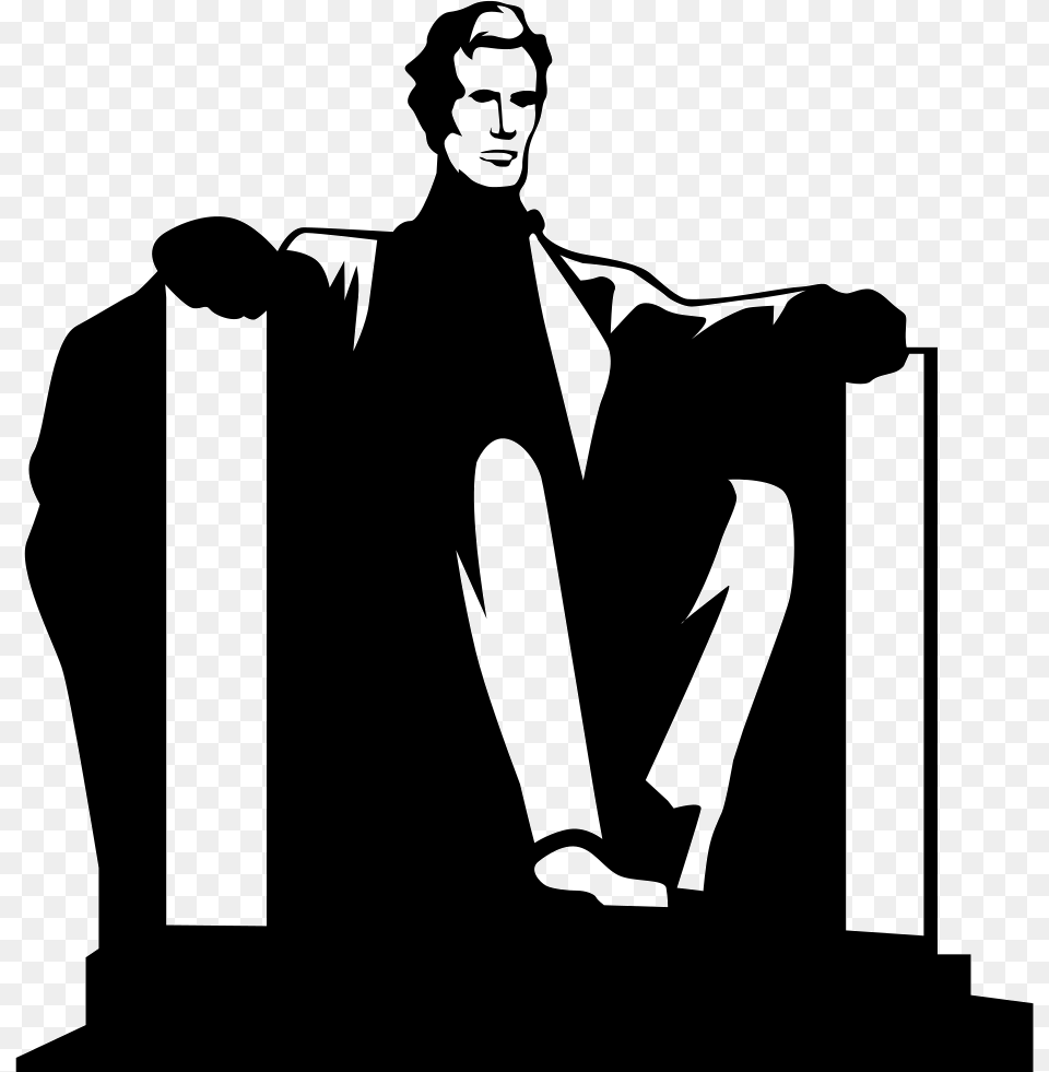 Lincoln Memorial Statue Statue Lincoln Memorial Silhouette, Stencil, Adult, Male, Man Free Png Download