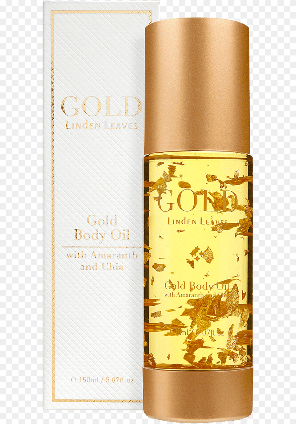 Linden Leaves Gold Body Oil, Bottle, Cosmetics Png Image