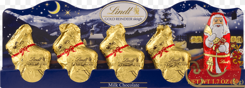 Lindt Chocolate Santa Sleigh 50g Download Gold Medal, Adult, Aluminium, Female, Person Free Png