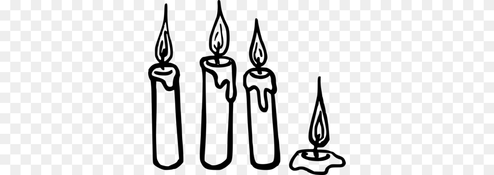 Line Art Christmas Day Birthday Candle Black And White, Gray Free Png Download
