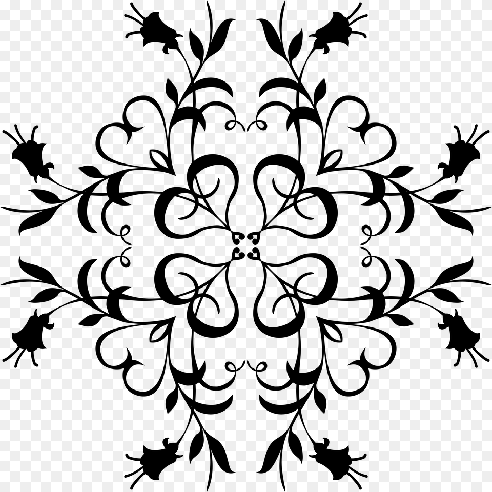 Line Art Clipart Floral Black And White Clipart Design, Gray Png Image