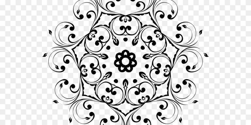 Line Art Clipart Floral Line Art Vector Design, Gray Png Image